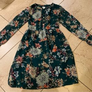 A New Day Long sleeve Mini dress green Floral Size XS